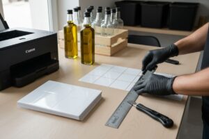 etichettatura olio materiali
